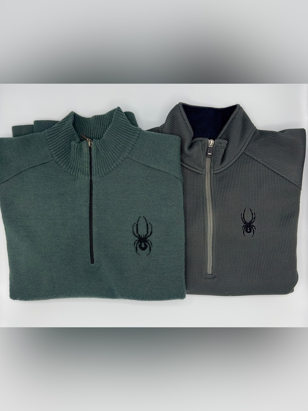 2 Spyder Men's XL Half-Zip Sweaters - Green
